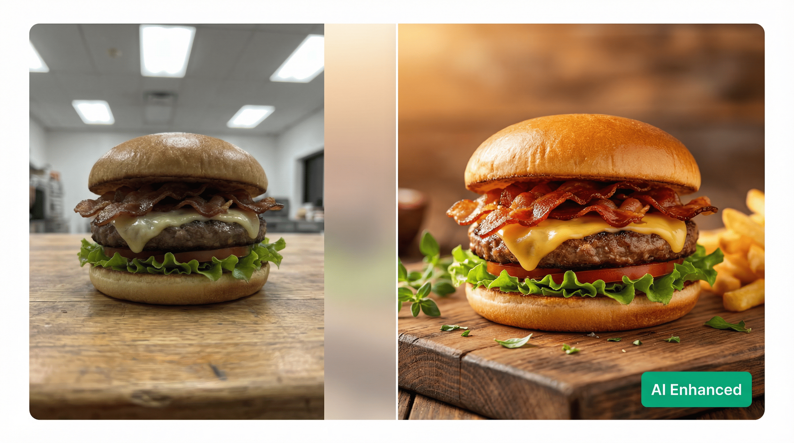 AI Content Generator — phone photos transformed into professional marketing visuals